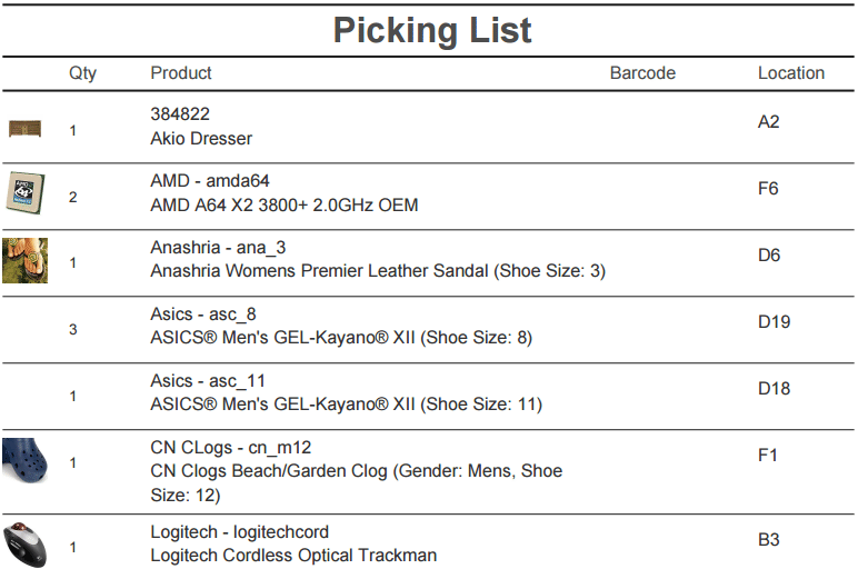 picking list magento wms