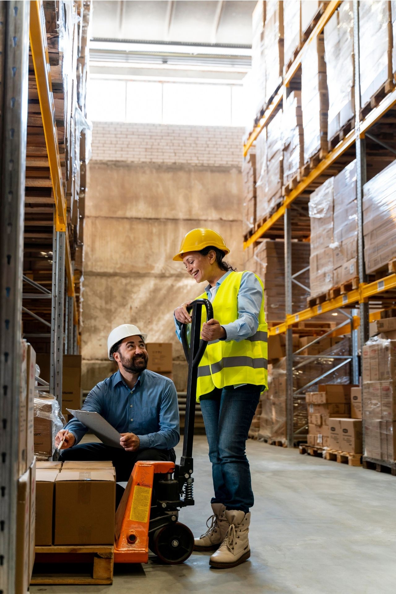 two people in a warehouse that benefits from the advantages of our ERP for Magento