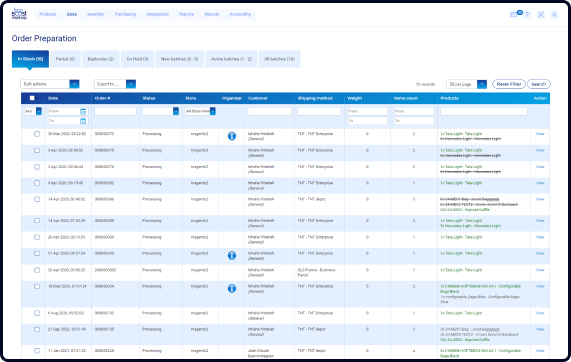Capture d‘écran d’une des fonctionnalités de préparation de commandes de Boostmyshop myFulfillment