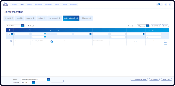 Capture d‘écran d’une des fonctionnalités de gestion des commandes de Boostmyshop